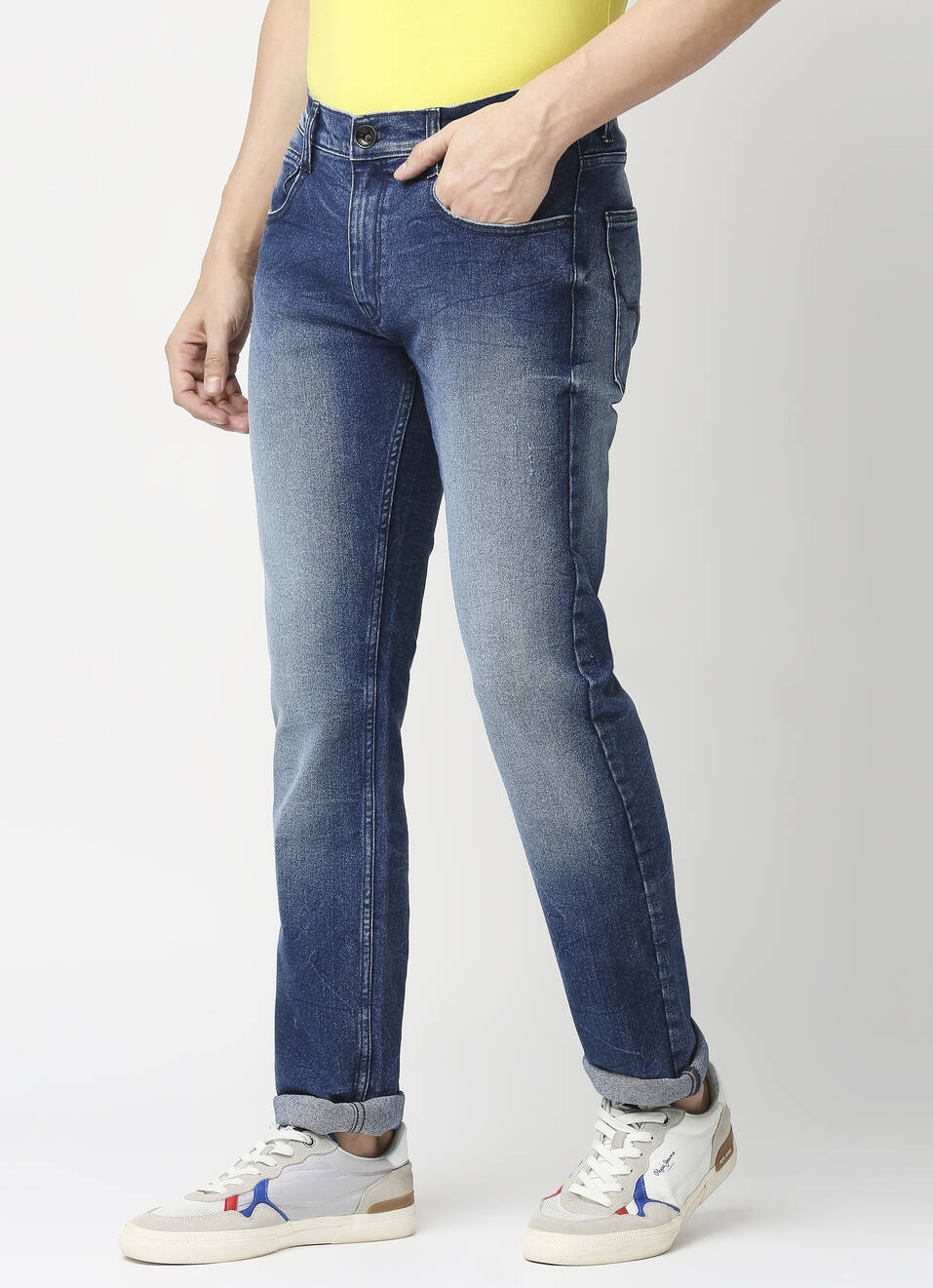 Vapour Blue Mid Rise Slim Fit Jeans, , large image number 3