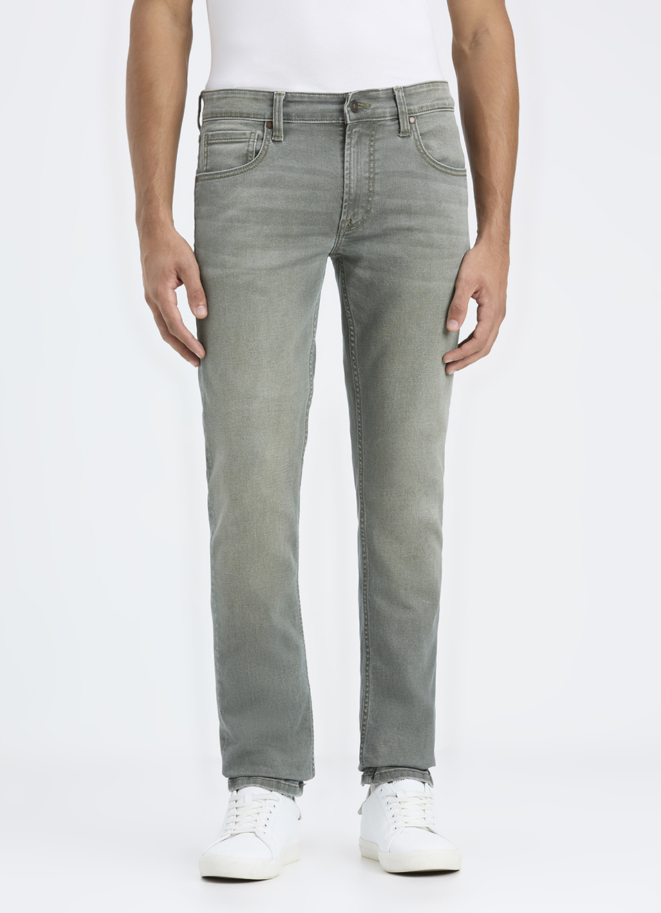 Men Grey Mid Rise Slim Fit Stretchable Jeans, , large image number 2