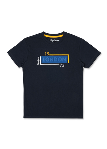 Boys Navy Brand Print Short Sleeve T-shirt