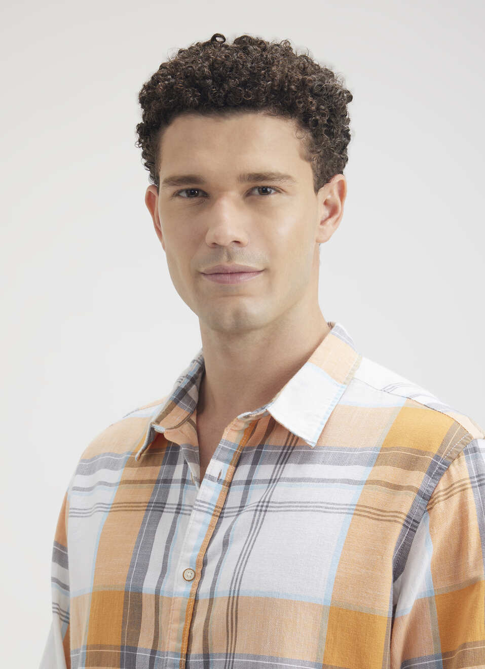 Men Orange Check Full Sleeve Shirt, , large image number 4