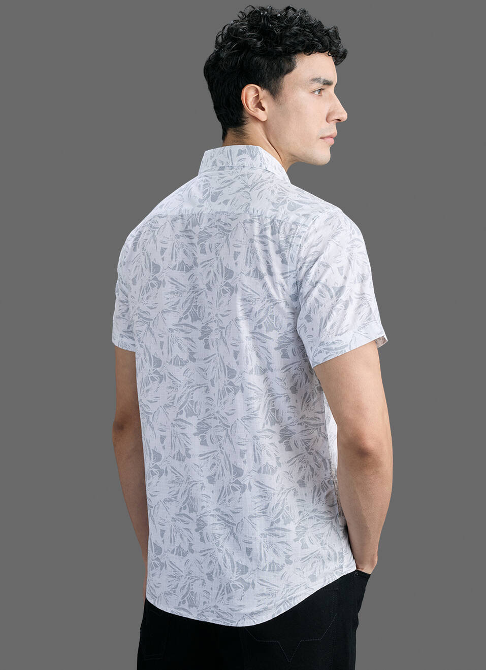 Men Grey Printed Short Sleeve Shirt, , large image number 6