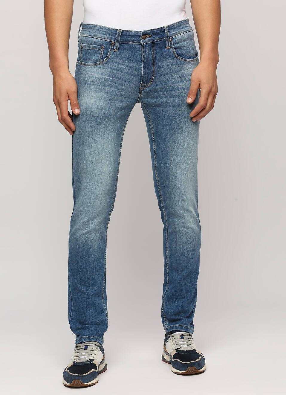 Vapour Light Blue Low Waist Tapered Jeans, , large image number 2