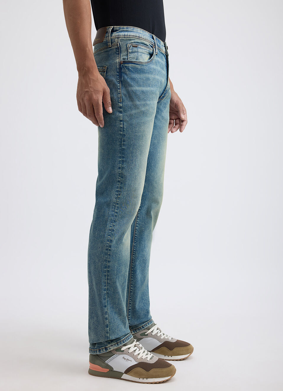 Men Blue Mid Rise Straight Powerflex Extrastretchable Jeans, , large image number 5