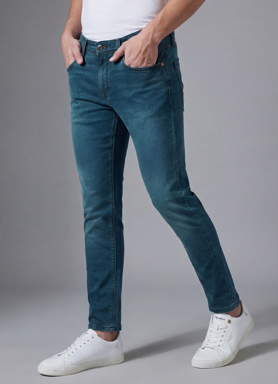 Men Green Mid Rise Skinny Ankle Length Gymindigo Jogger Like Jeans, , large image number 0
