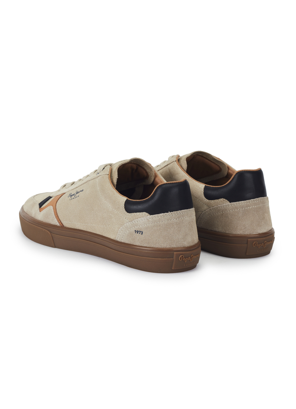 Men Beige Suede Leather Sneakers With Anti-skid Rubber Sole, , large image number 3