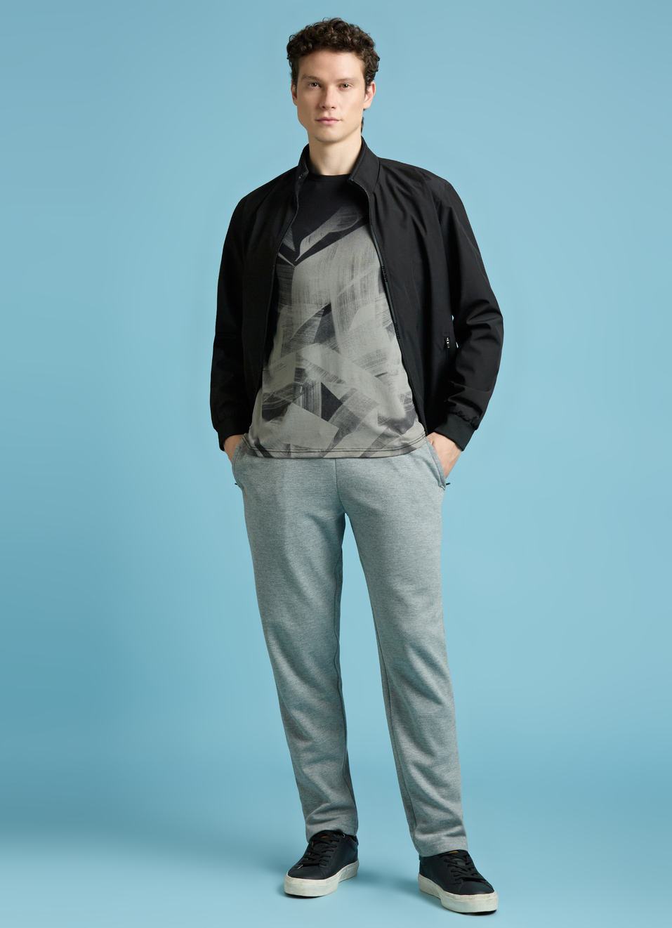 Black Abstract Print Short Sleeves T-shirt, , large image number 5
