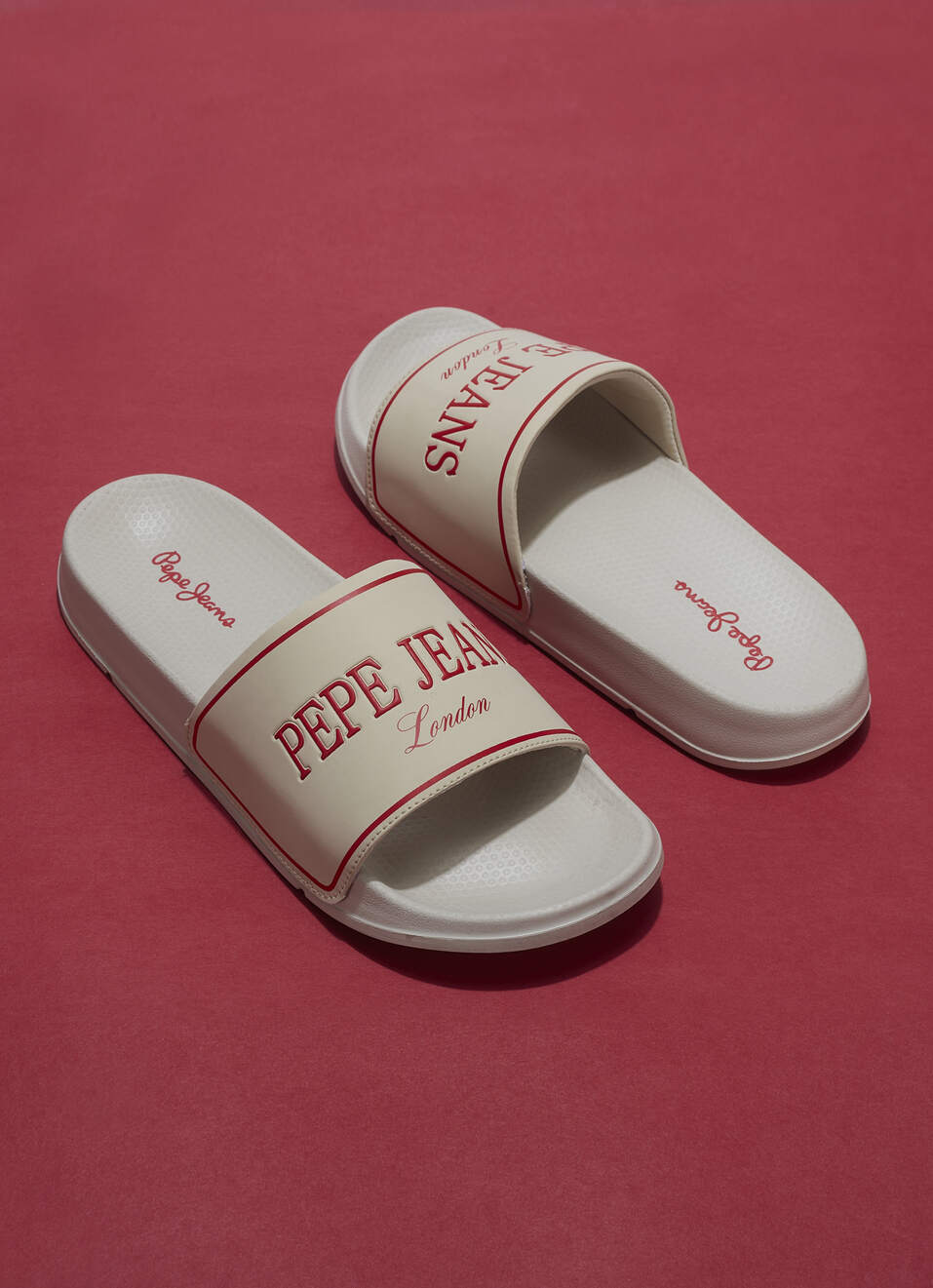 Men Beige Logo Print Anti Skid Sliders, , large image number 0