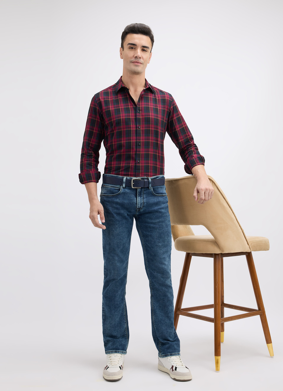 Men Wine Stripe Full Sleeve Shirt, , large image number 5