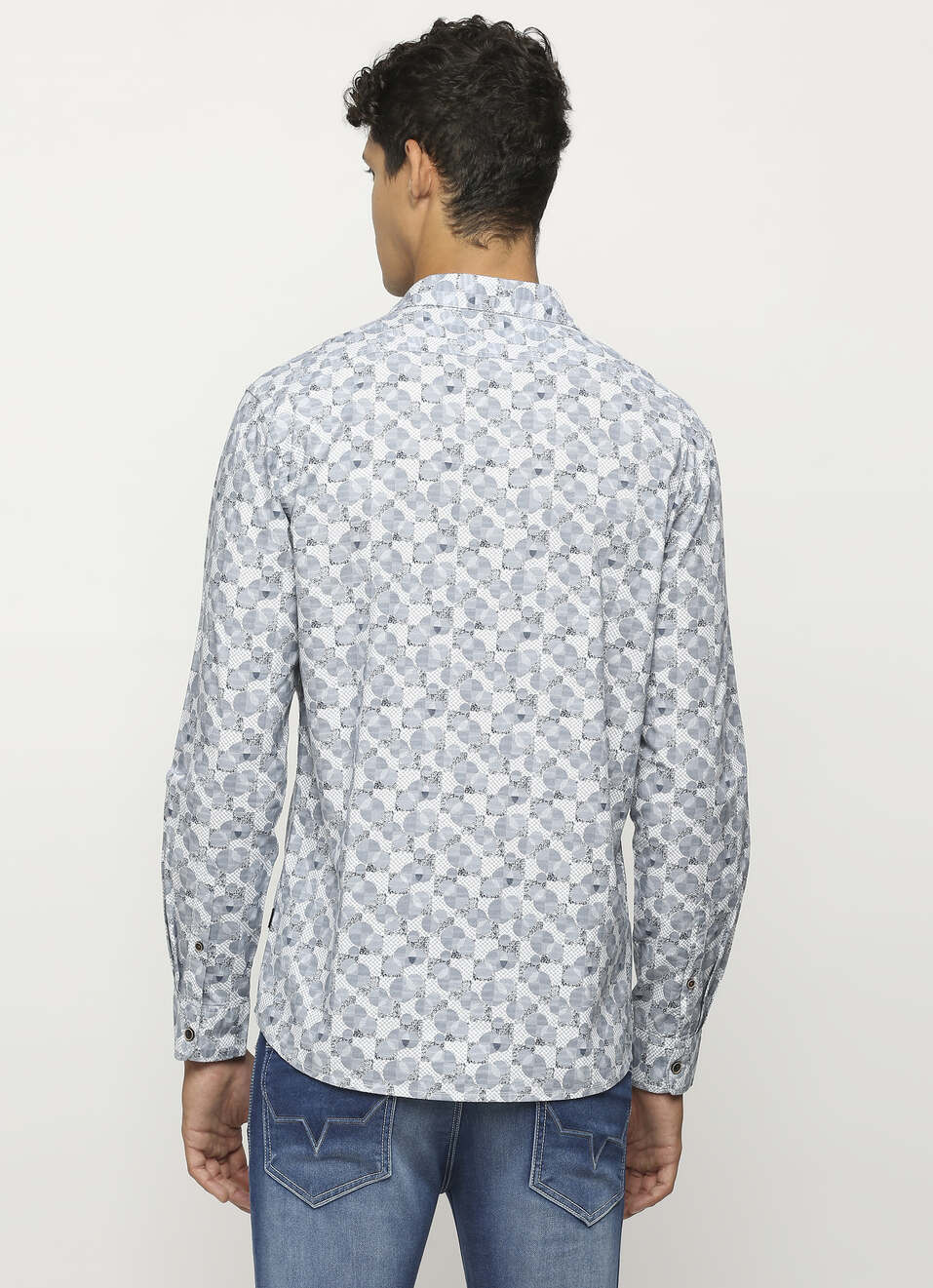 Grey All Over Printed Slim Fit Shirt, , large image number 2