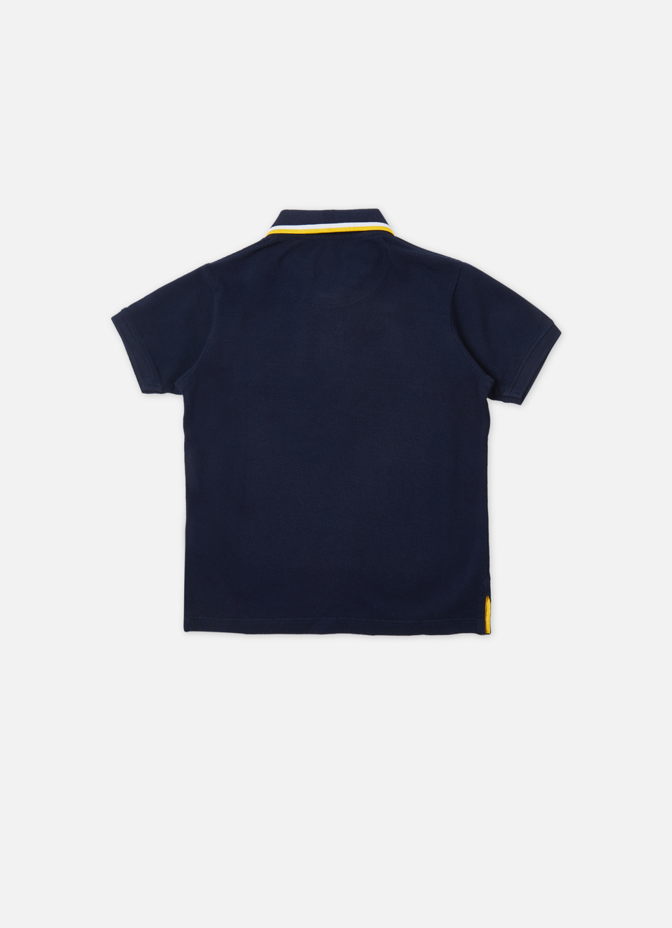 Boys Navy Ribbed Collar Short Sleeve Polo, , large image number 1