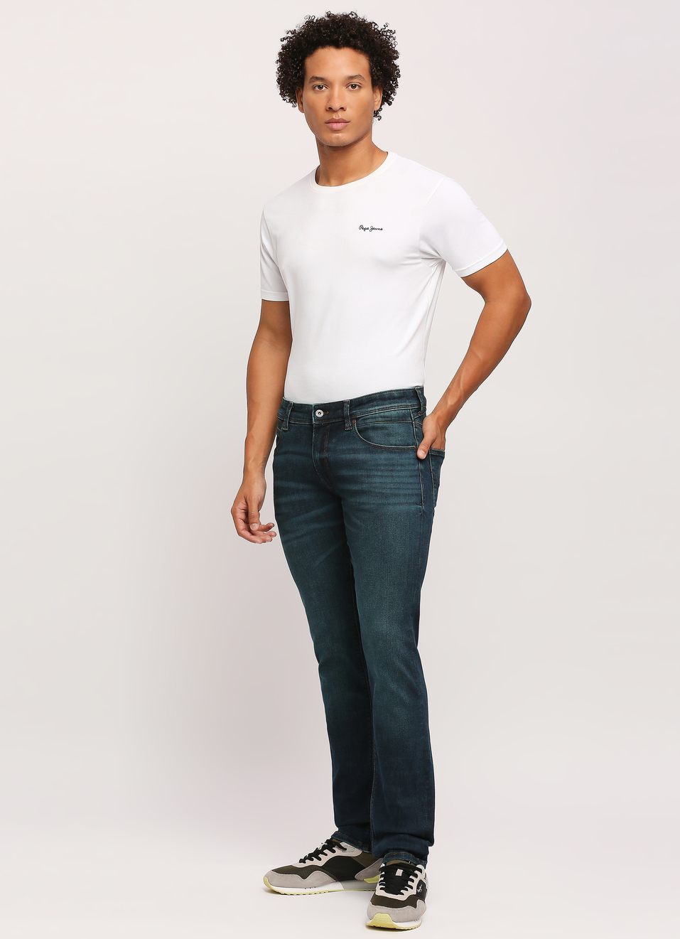 Vapour Blue Mid Waist Slim Fit Jeans, , large image number 5