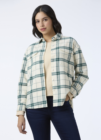 Women Green Check Oversized Shirt