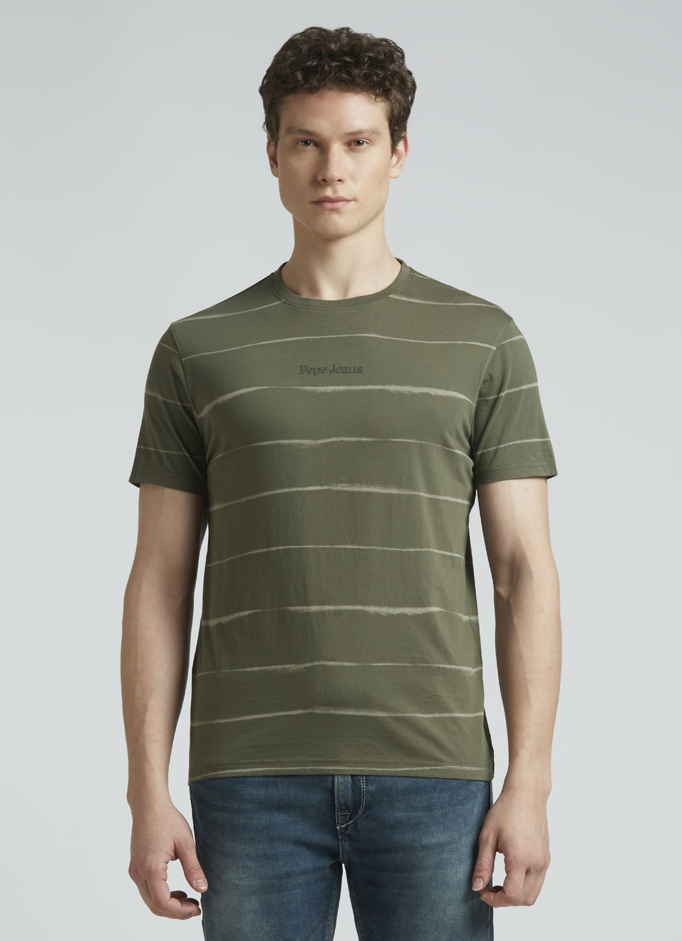 Green Horizontal Stripes Short Sleeve T-shirt, , large image number 1
