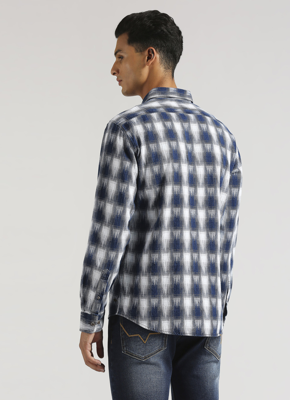 Yarn Dyed  Checks Indigo Long Sleeve Shirt, , large image number 2
