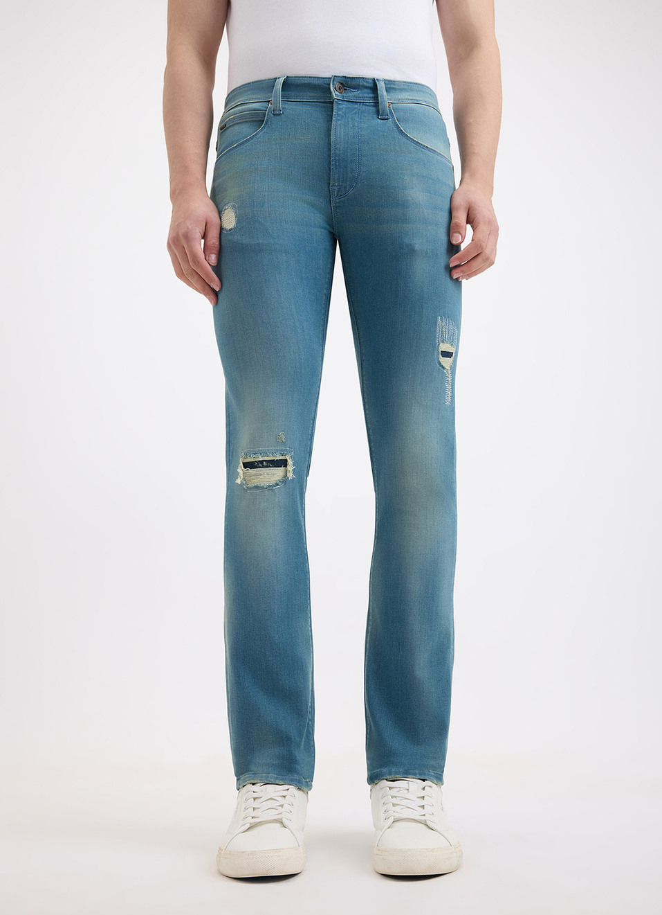 Men Blue Mid Rise Slim Powerflex Extra Stretchable Jeans, , large image number 2