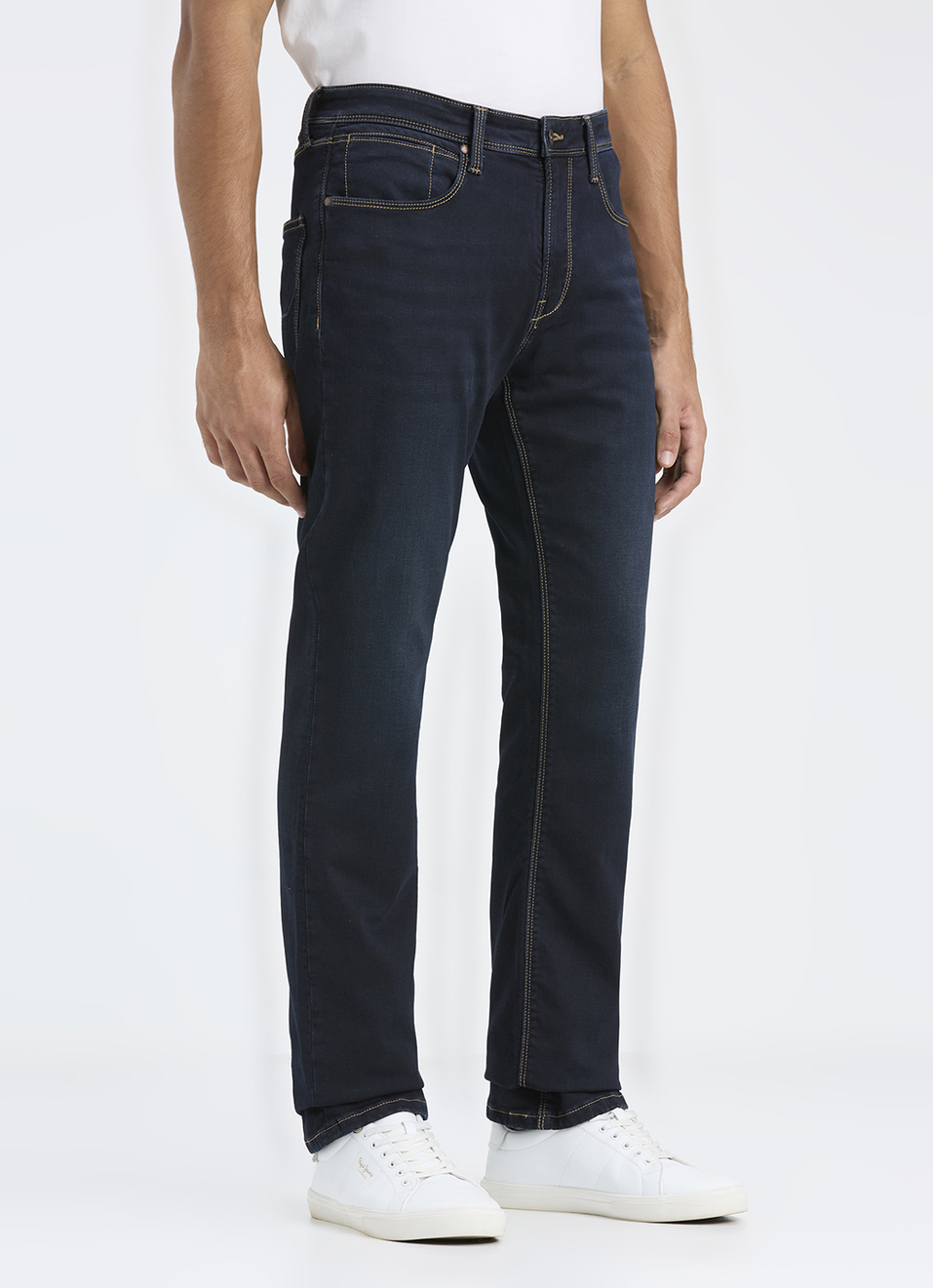 Men Blue Mid Rise Straight Fit Jeans, , large image number 5
