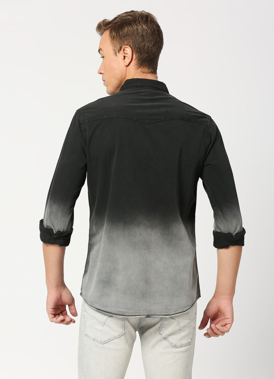 Finn Ls Printed Ombre Denim Shirt, , large image number 2