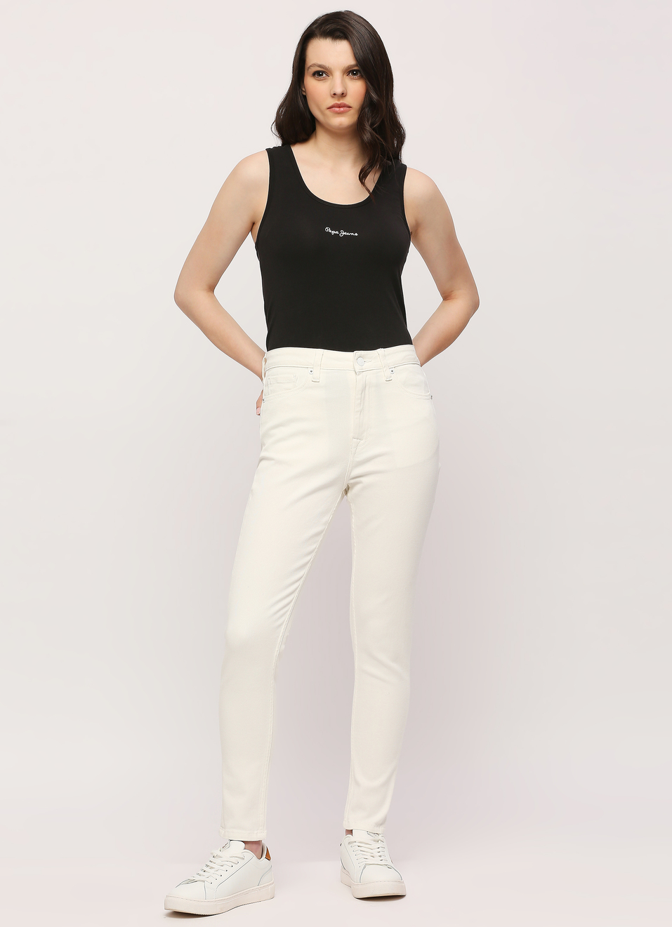 Dion White High Rise Skinny Fit Jeans, , large image number 6