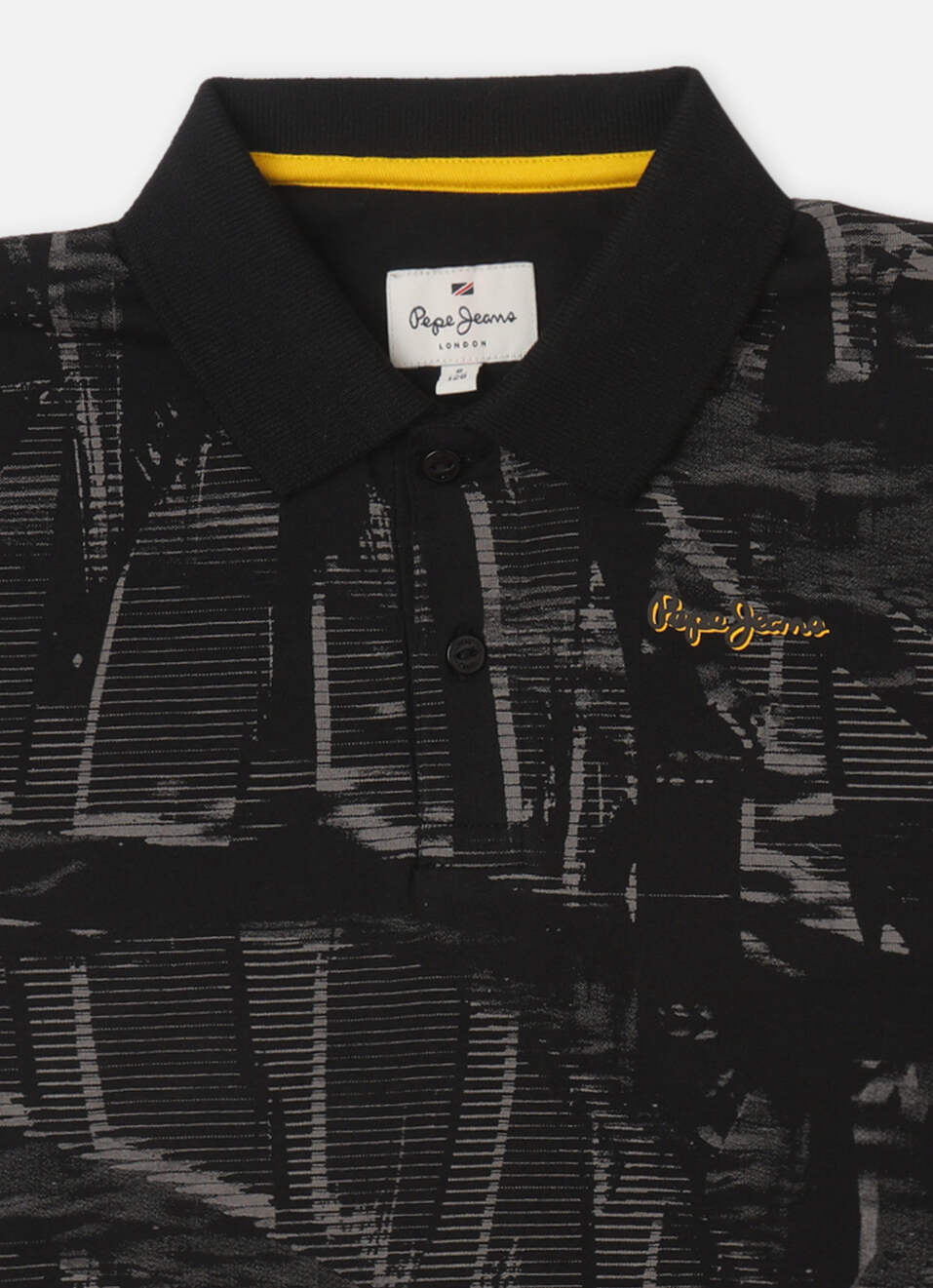 Boys Black Abstract Print Short Sleeve Polo, , large image number 2