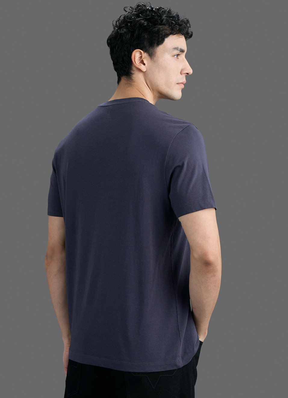 Men Grey Printed Slim Fit Short Sleeve T-shirt, , large image number 6