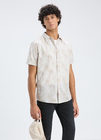 Men Beige Printed Short Sleeve Casual Shirt