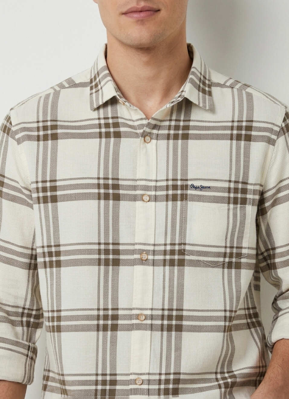 Men Olive Green Checked Long Sleeve Shirt, , large image number 4