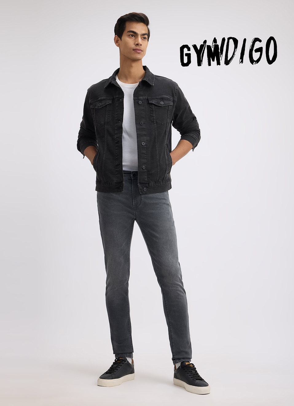 Men Grey Mid Rise Tapered Gymindigo Jogger Like Jeans, , large image number 1