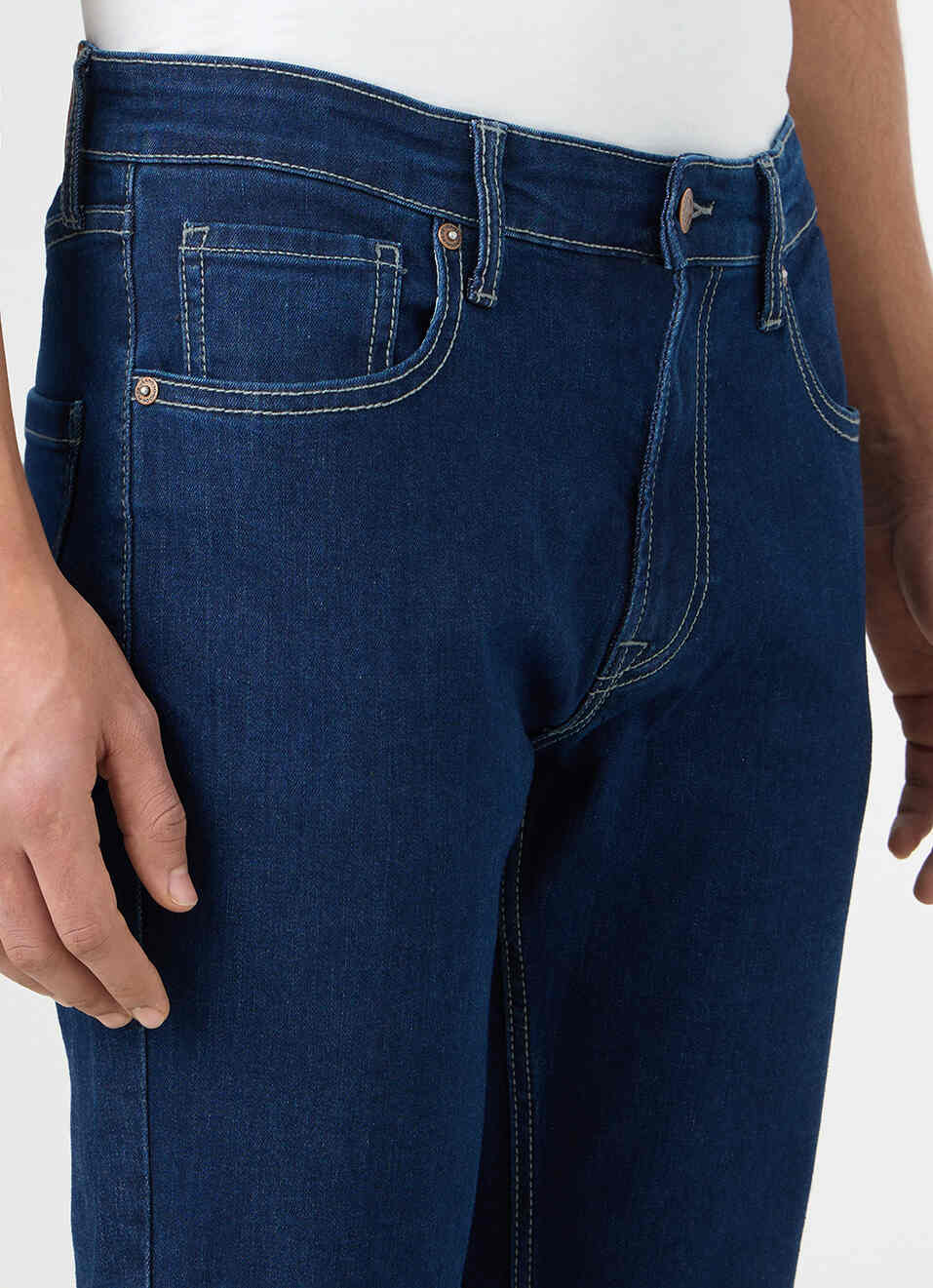 Men Blue Mid Rise Straight Fit Jeans, , large image number 4