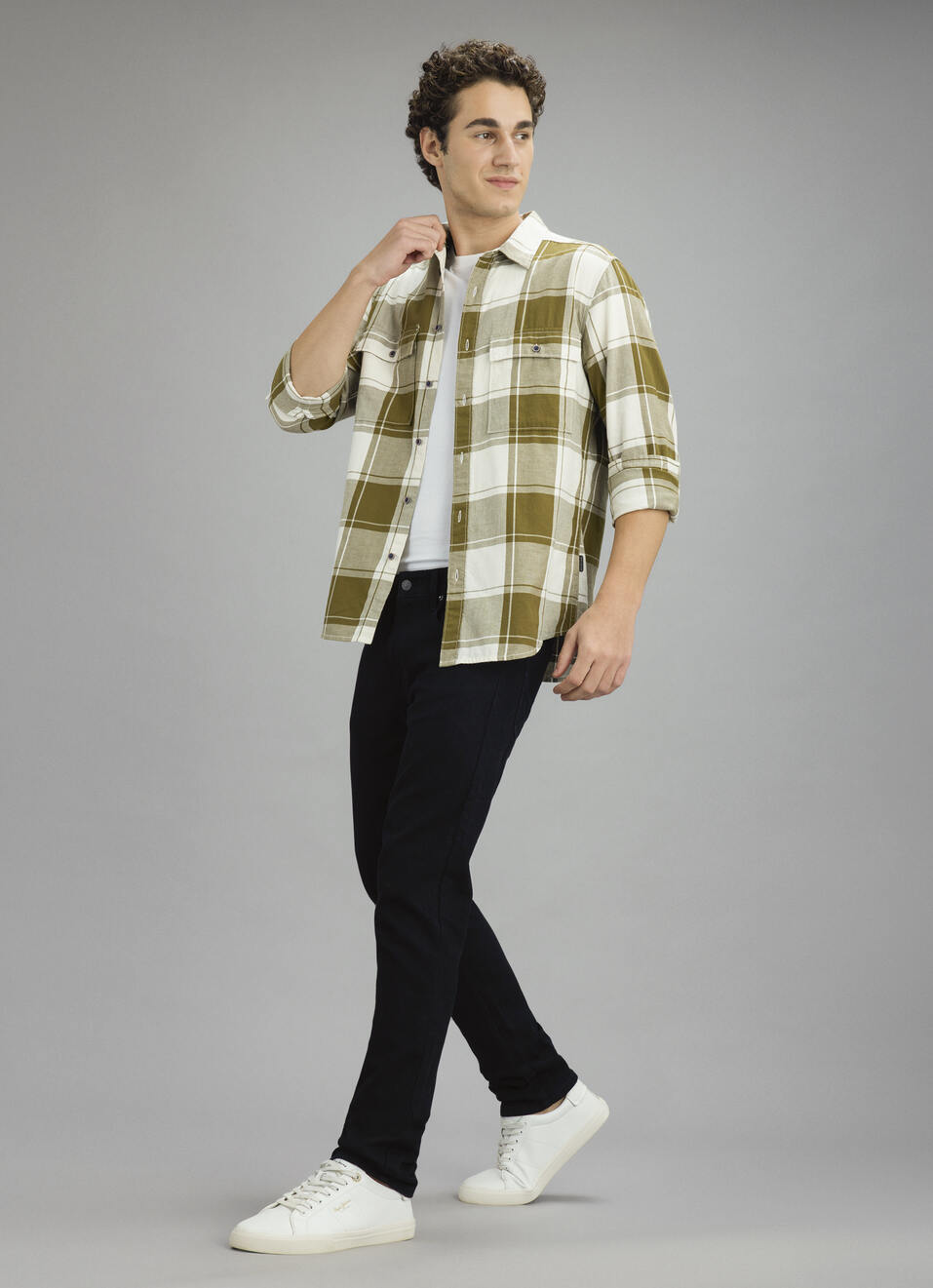 Men Green Check Long Sleeve Shirt, , large image number 2