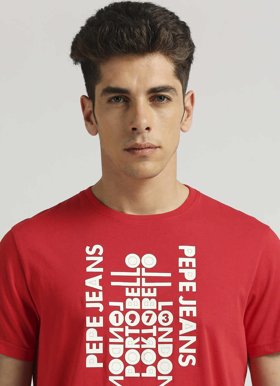 Red Sheet Transfer Print Short Sleeve T-shirt, , large image number 4