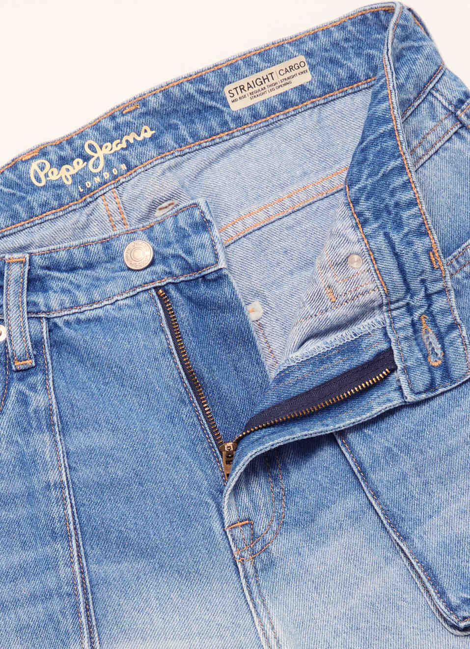 Men Blue Straight Fit Mid Rise Cargo Jeans, , large image number 6