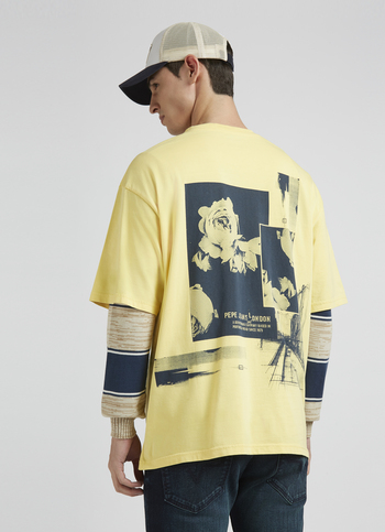 Yellow Back Print Short Sleeve Oversized T-shirt