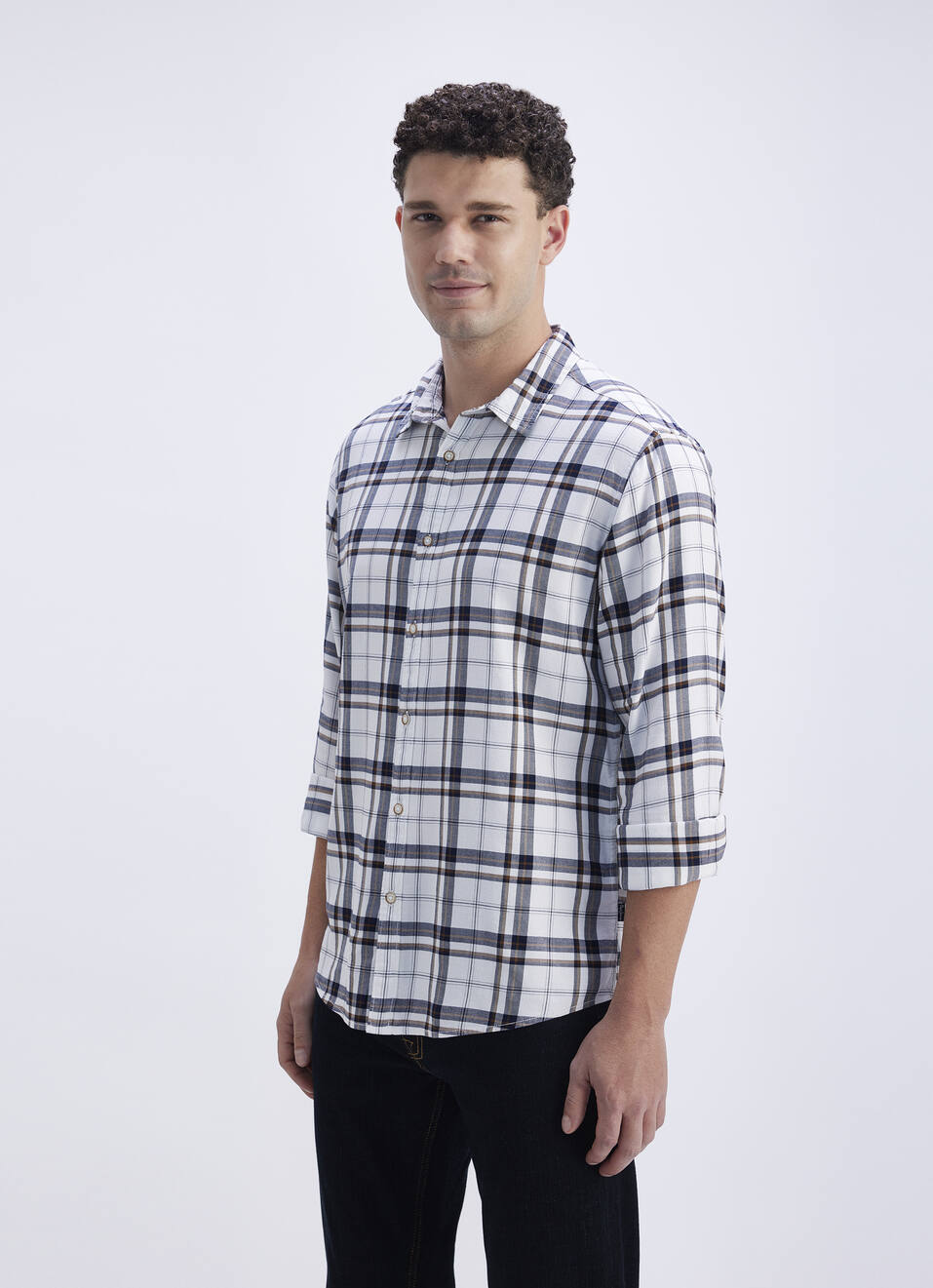 Men Blue Check Full Sleeve Shirt, , large image number 3