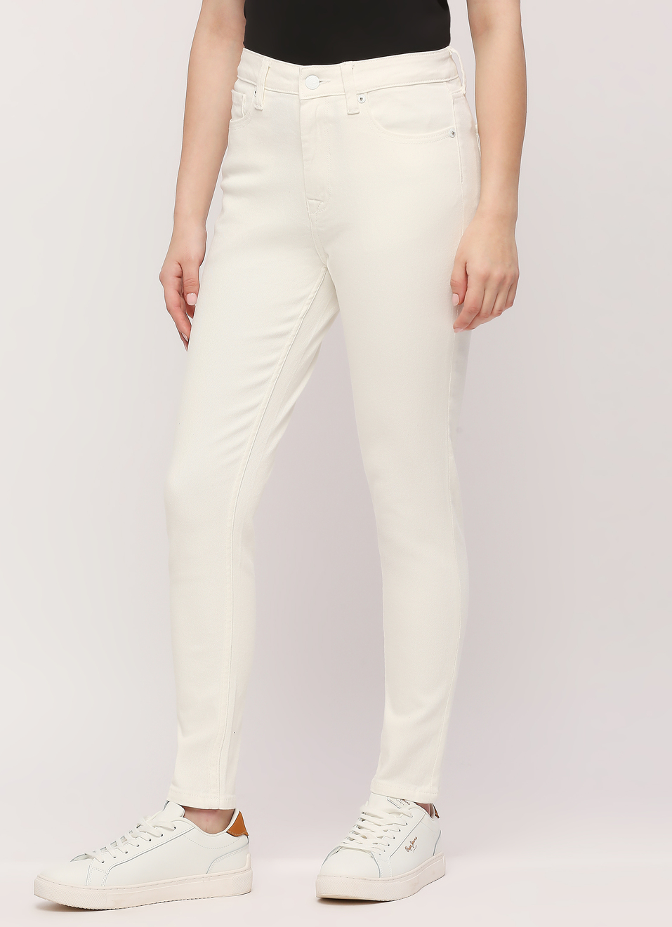 Dion White High Rise Skinny Fit Jeans, , large image number 3