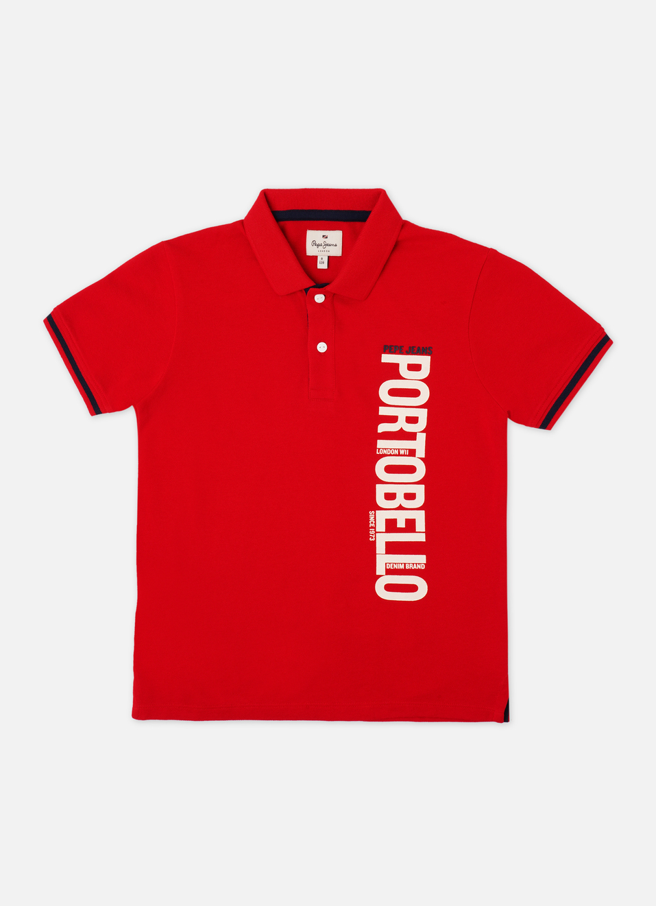 Boys Red Graphic Print Short Sleeve Polo, , large image number 0