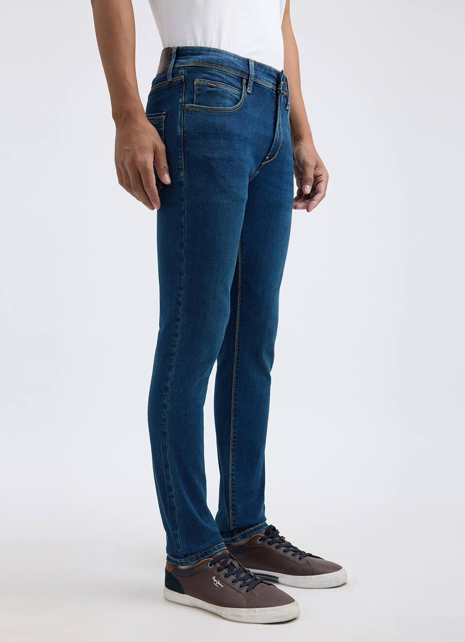 Men Blue Low Rise Skinny Powerflex Extra Stretchable Jeans, , large image number 6
