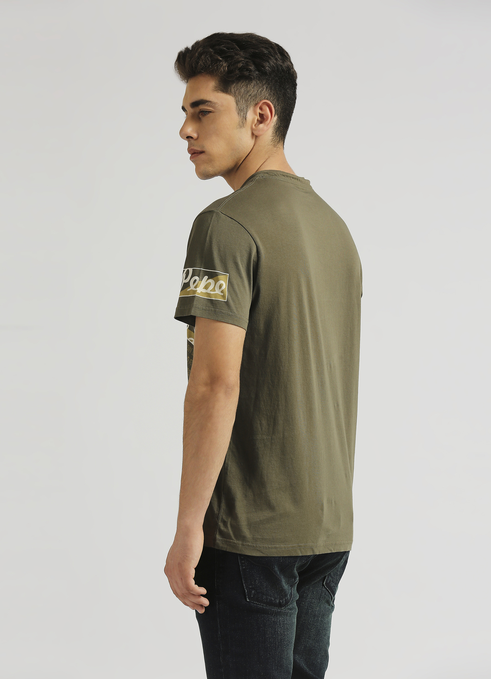 Military Green Typographic Print Short Sleeve T-shirt, , large image number 2
