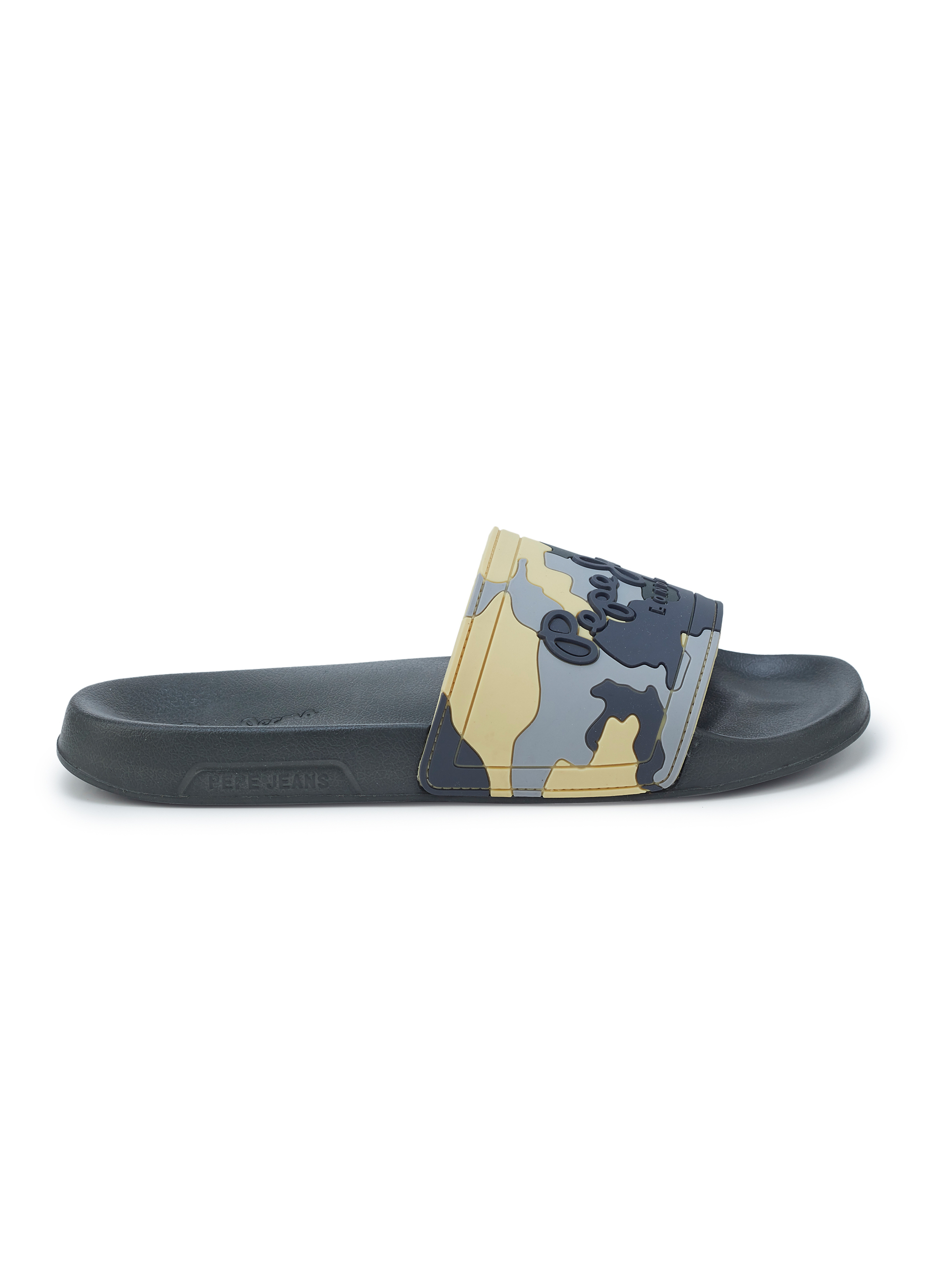 Men Olive Green Camouflage Slip On Slides, , large image number 5