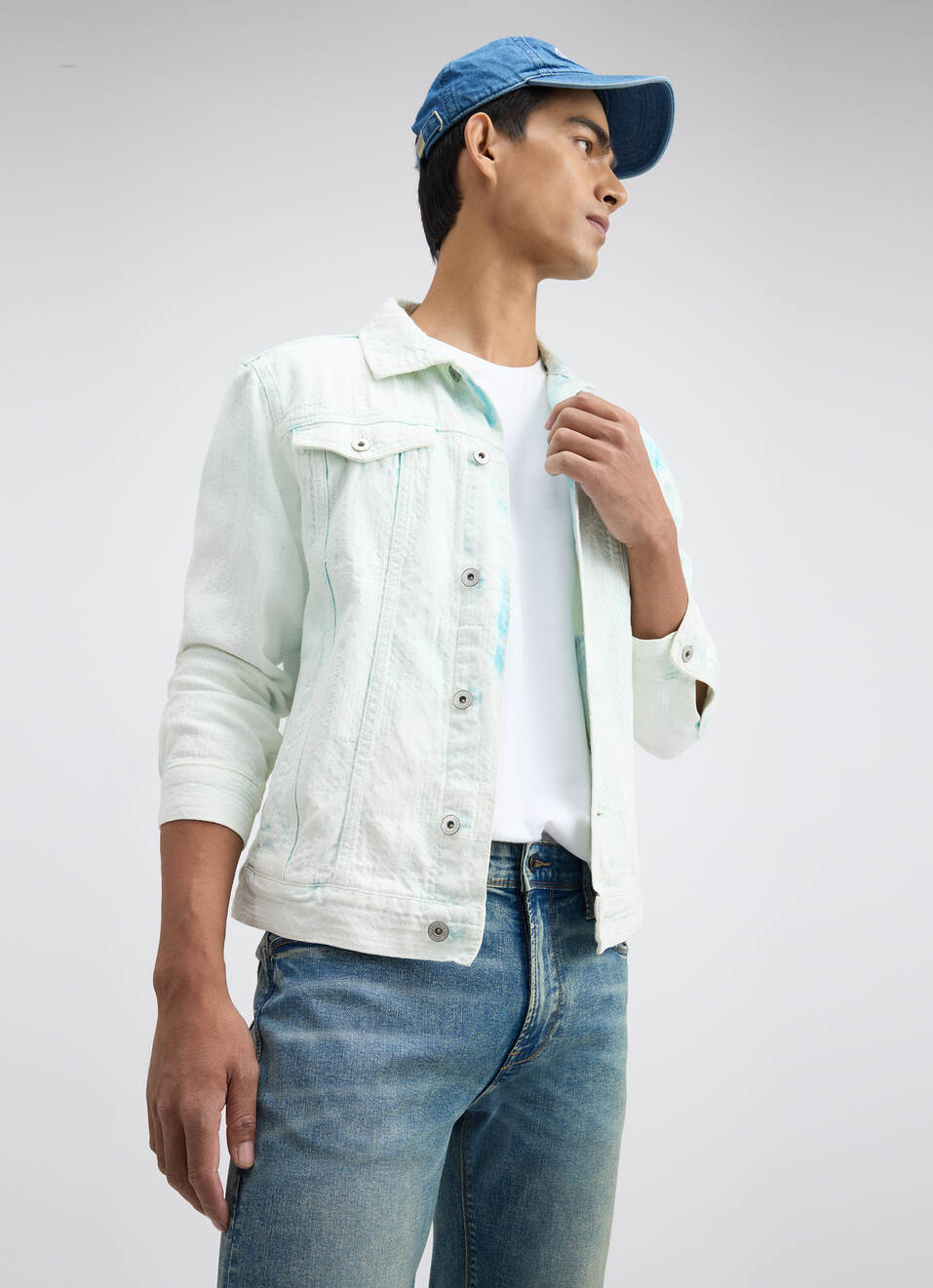 Men Light Blue Trucker Jacket, , large image number 0