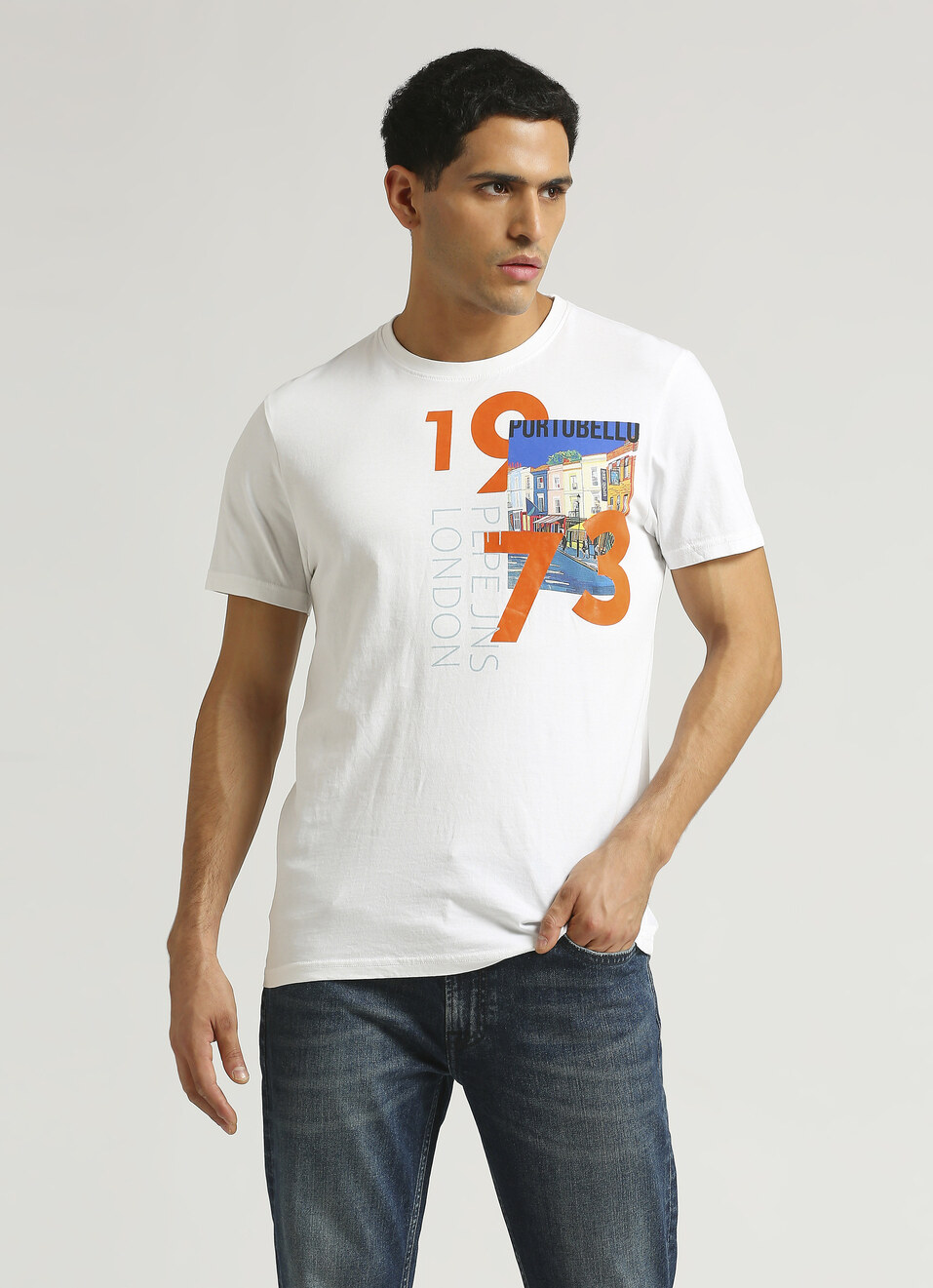 White Photographic Print Short Sleeve T-shirt, , large image number 1