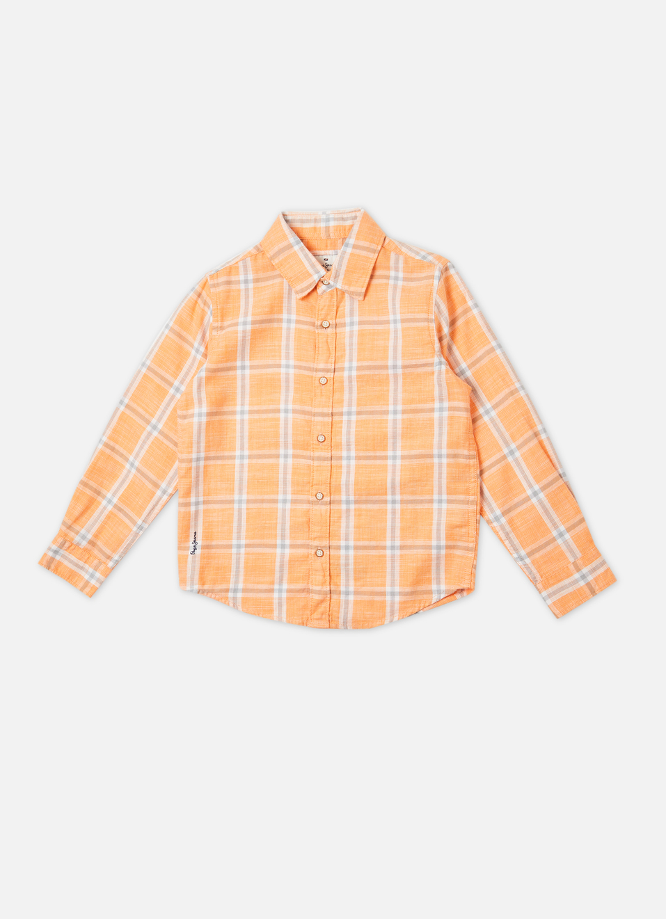 Boys Orange Check Full Sleeve Shirt, , large image number 0