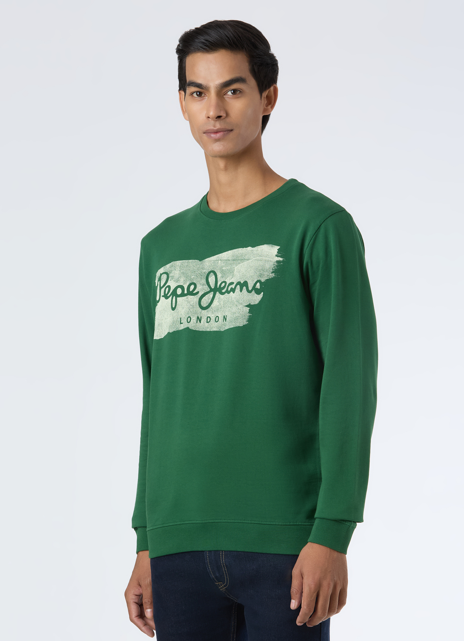 Men Ivy Green  Brushstroke Logo Print Sweatshirt, , large image number 3