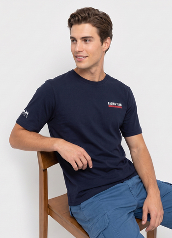 Men Black Back Print Relaxed Fit Crew Neck T-shirt