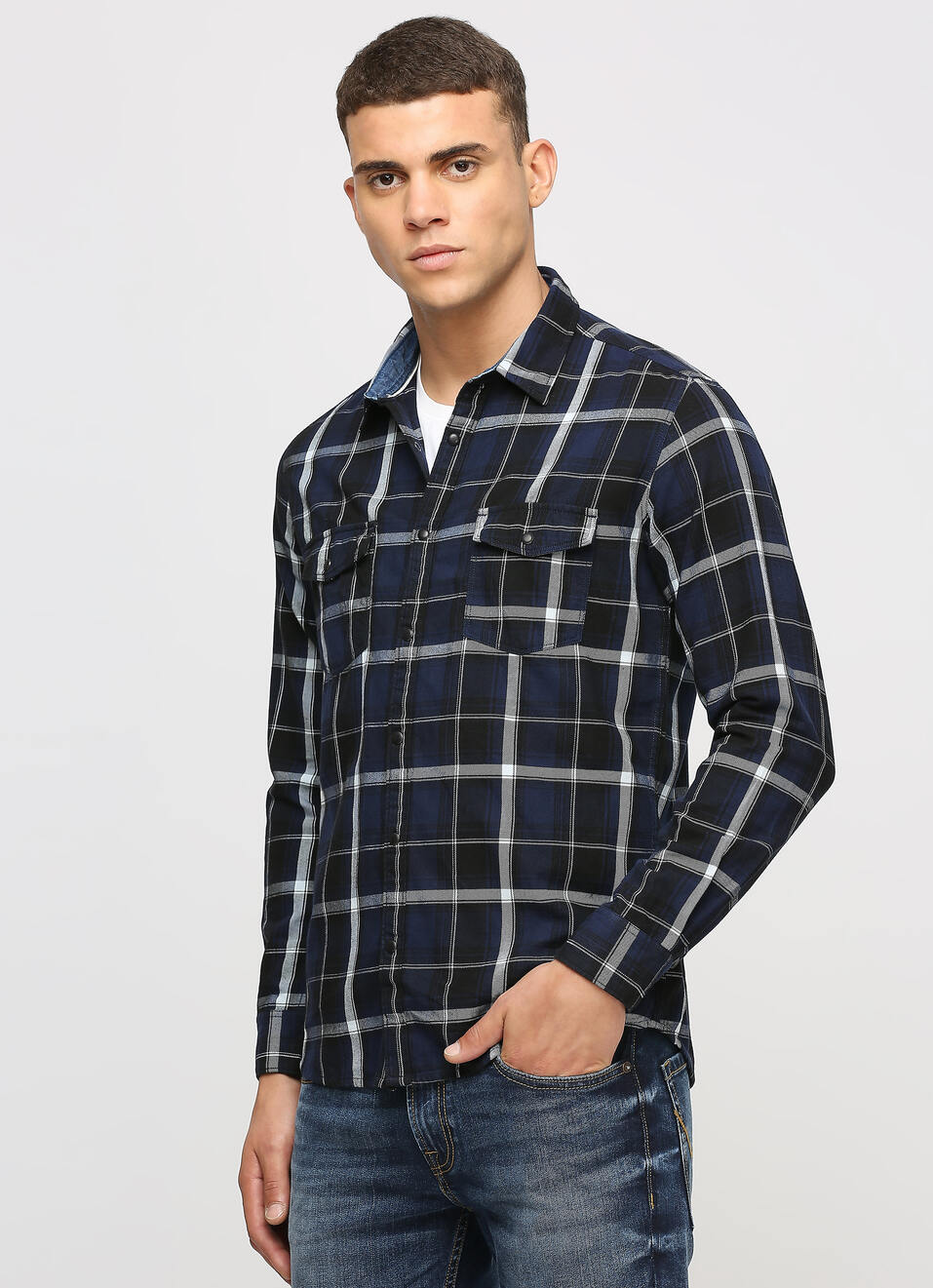 Indigo Checks Long Sleeve Shirt, , large image number 3