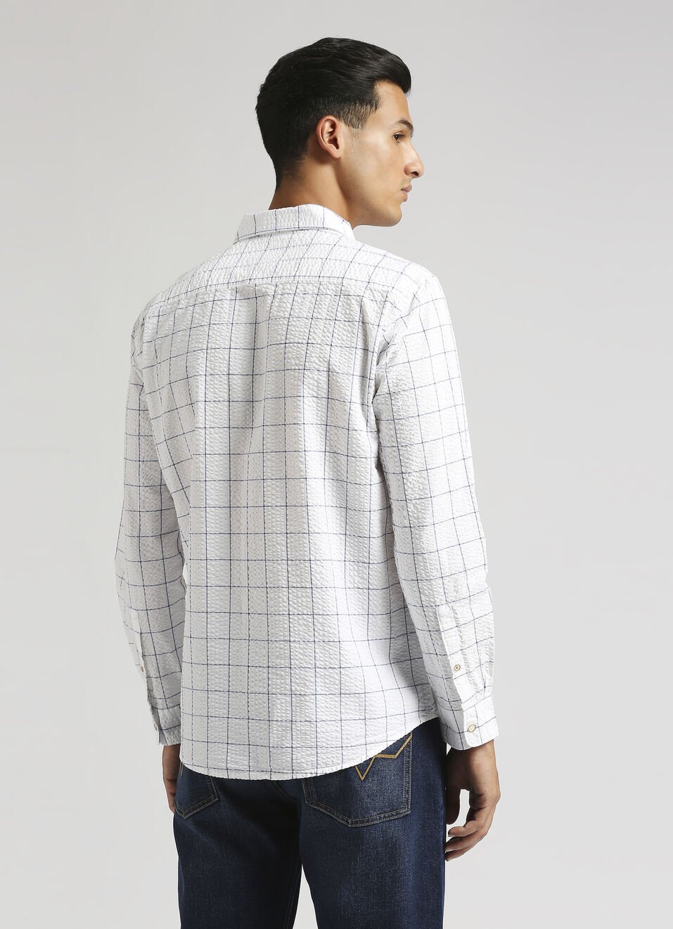 White Checks Seersucker Long Sleeve Shirt, , large image number 2