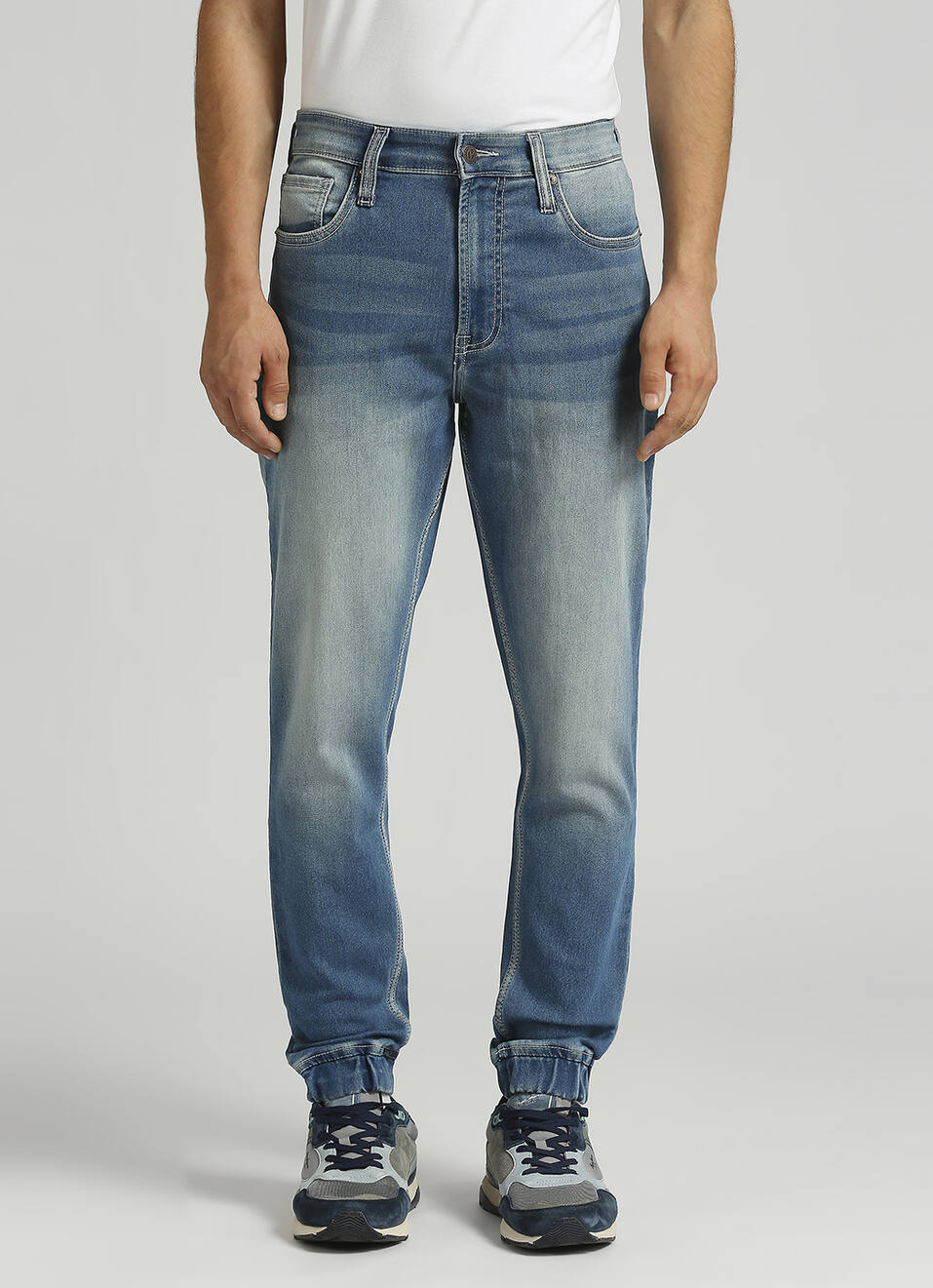 Light Blue Mid Rise Tapered Jogger, , large image number 2