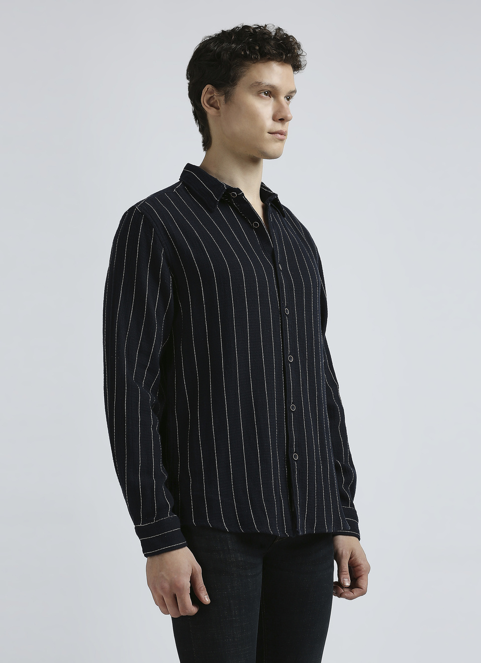 Navy Stripes Full Sleeved Shirt, , large image number 3