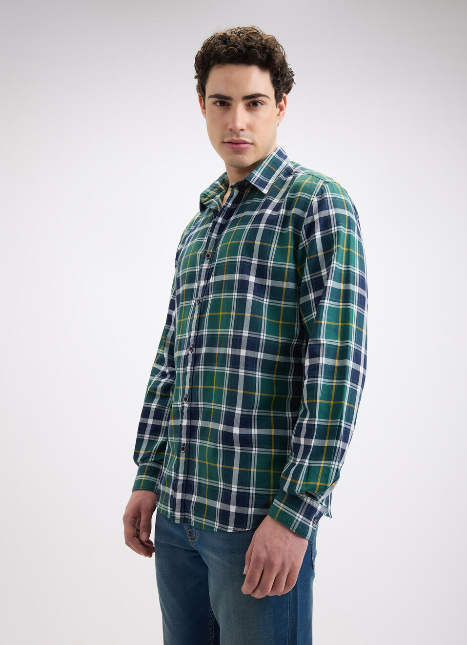 Men Green Check Full Sleeve Shirt, , large image number 3