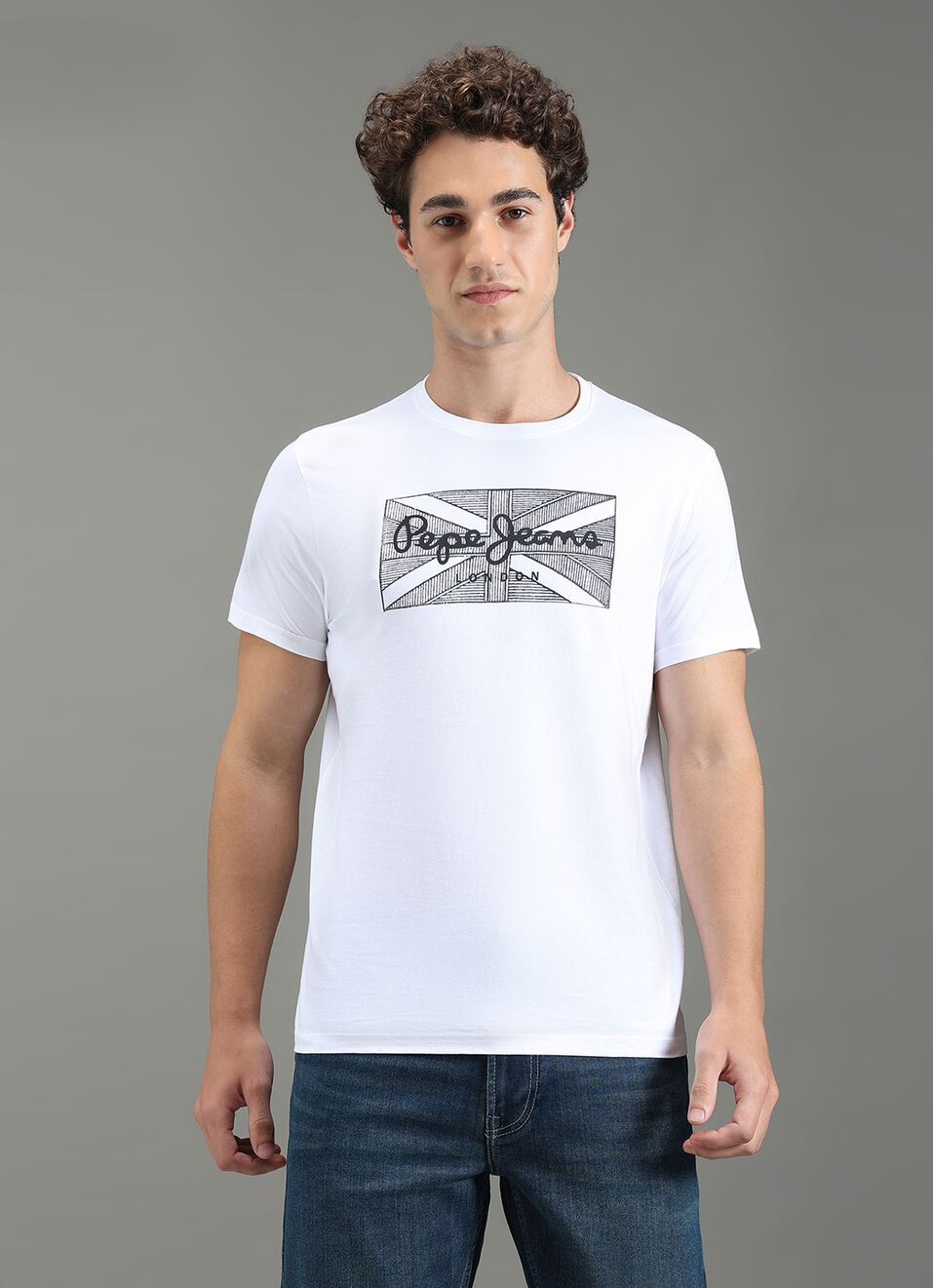 Men White Slim Fit Graphic T-shirt, , large image number 5