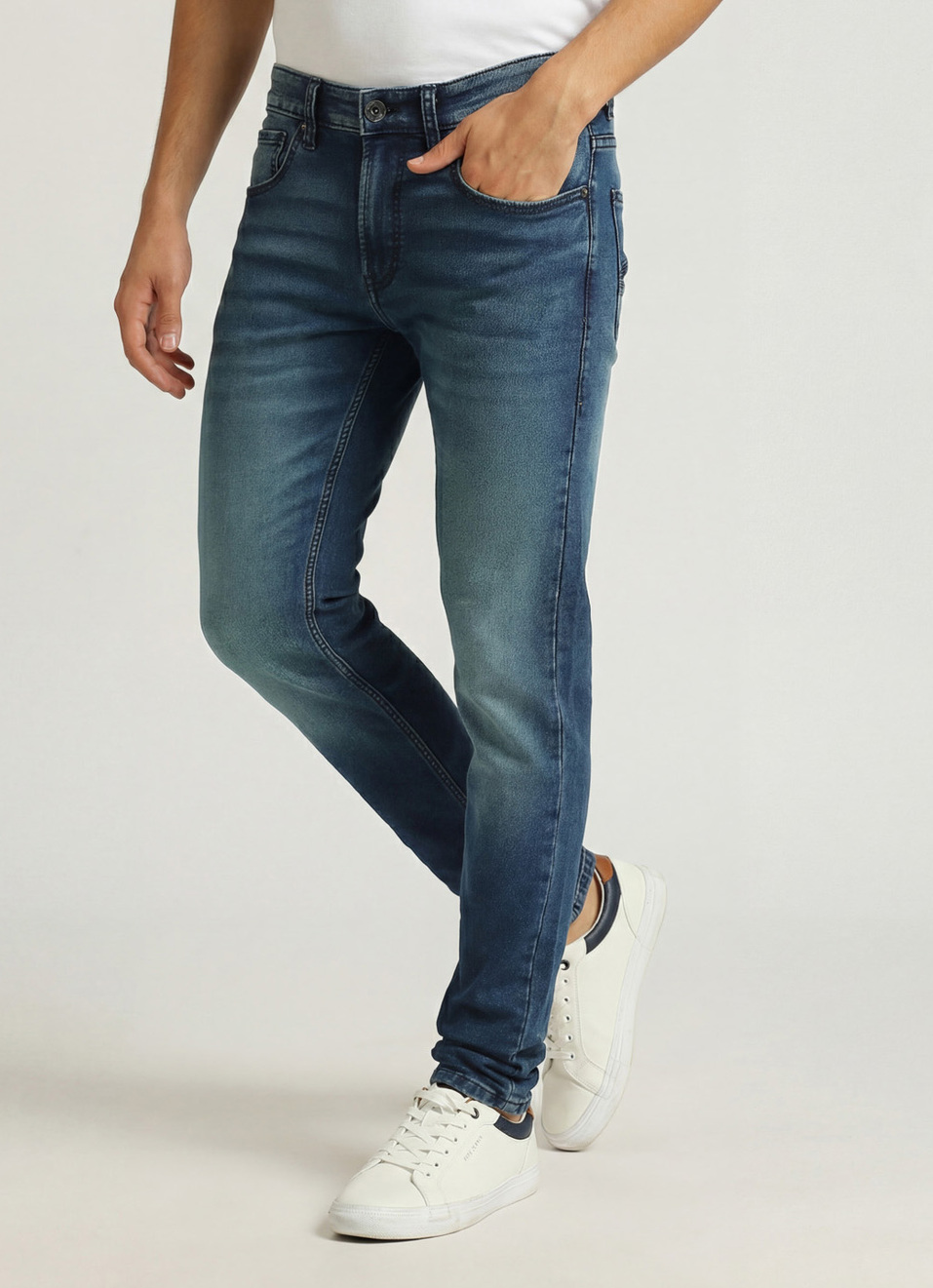 Chinox Dark Blue Mid Rise Skinny Fit Jeans, , large image number 0
